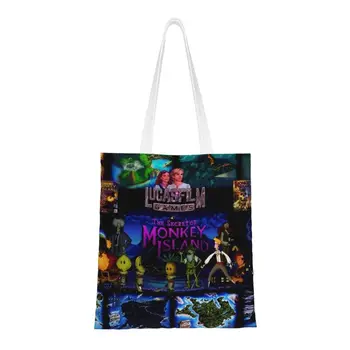 Сумка для покупок в бакалейной лавке Monkey Island, холщовая сумка для покупок с принтом, большая вместительная портативная сумка для пиратских приключенческих игр. Изображение