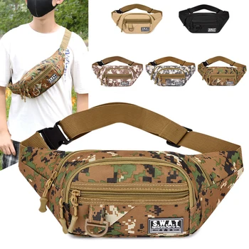 Тактическая сумка через плечо, мужская уличная нагрудная сумка, Камуфляжная сумка для кемпинга, путешествий, пешего туризма, охоты, военная сумка через плечо, поясная сумка Изображение