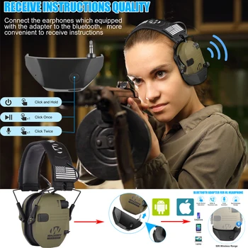 Тактический электронный наушник для стрельбы, Шумоподавляющая гарнитура для спорта на открытом воздухе, слуховой BT-адаптер с усилением звука, может быть добавлен Изображение