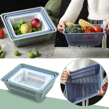 Универсальная корзина для овощей, контейнеры для фруктов для холодильника, контейнеры для хранения свежей зелени для холодильника Изображение