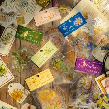 Упаковка наклеек с позолотой для домашних ЖИВОТНЫХ, 30 листов, серия растительных рукописных наклеек с цветами, ручная палатка, декоративные наклейки 