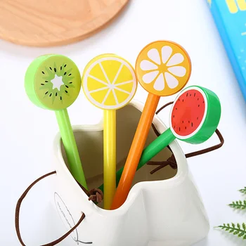 Фруктовые шариковые ручки Креативная гелевая мультяшная Шариковая ручка в форме фруктов и овощей 4 цвета Изображение