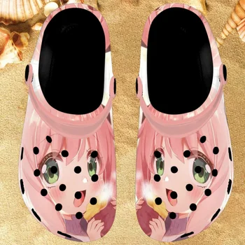 Шлепанцы для плавания Nopersonality Spy X Family, женские тапочки, Уютный дизайн в стиле Ани Манга, Черная подошва, пляжные сандалии для взрослых с ремешком на каблуке Изображение