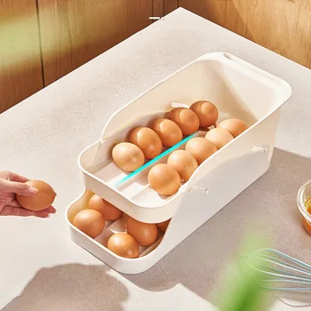 Ящик для хранения яиц Выдвижной контейнер для пищевых продуктов Ящики-органайзеры для холодильников Пластиковые контейнеры для хранения организаций-холодильников Изображение