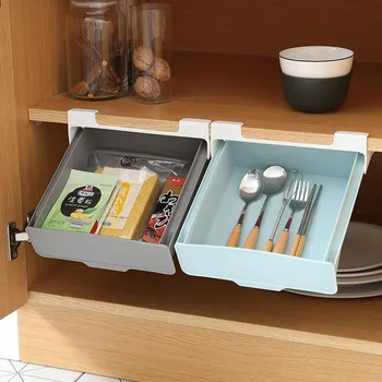 Ящики для хранения в холодильнике, Ящик для хранения фруктов и овощей, Самоклеящийся ящик под полкой, Ящики для холодильника, Кухонные принадлежности Изображение